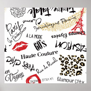Paris mode: vintage glamor mönster. poster