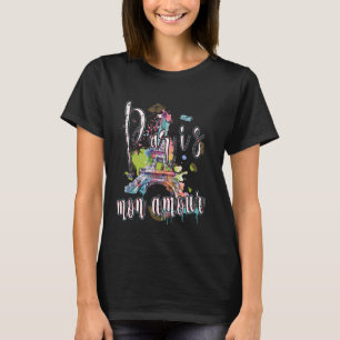Paris Mon Kärlek Eiffel Torn Stänk Art Graffiti W T Shirt