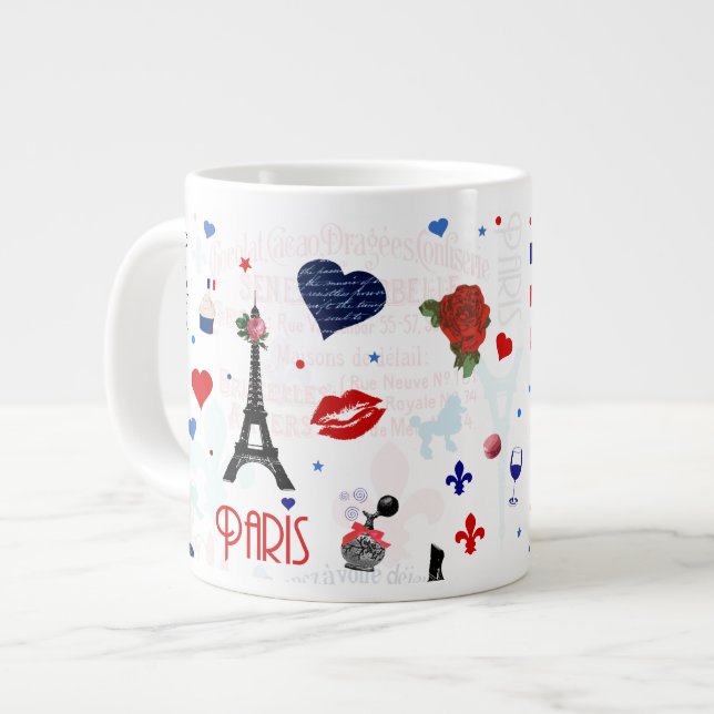 Paris mönster med Eiffel Torn Jumbo Mugg (Framsida vänster)