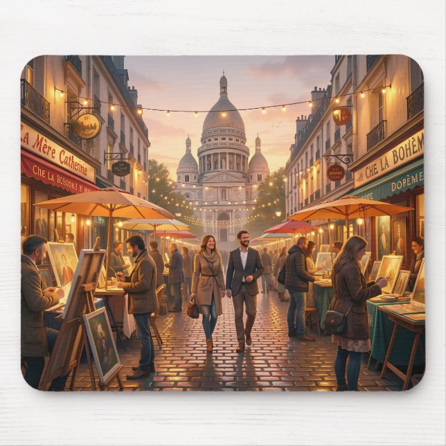 Paris Montmartre Kvällsmarknad Musmatta (Framsidan)