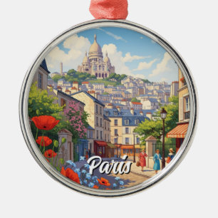 Paris Montmartre Postcard Julgransprydnad Metall