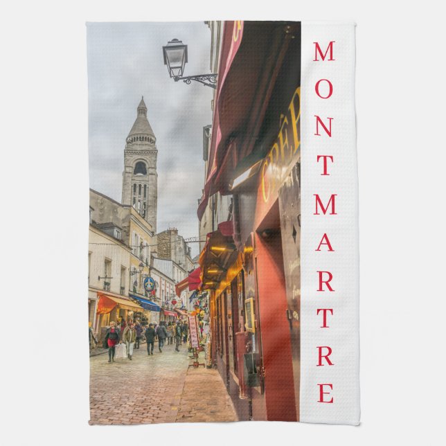 Paris Montmartre Street view tea towel Kökshandduk (Vertikal)