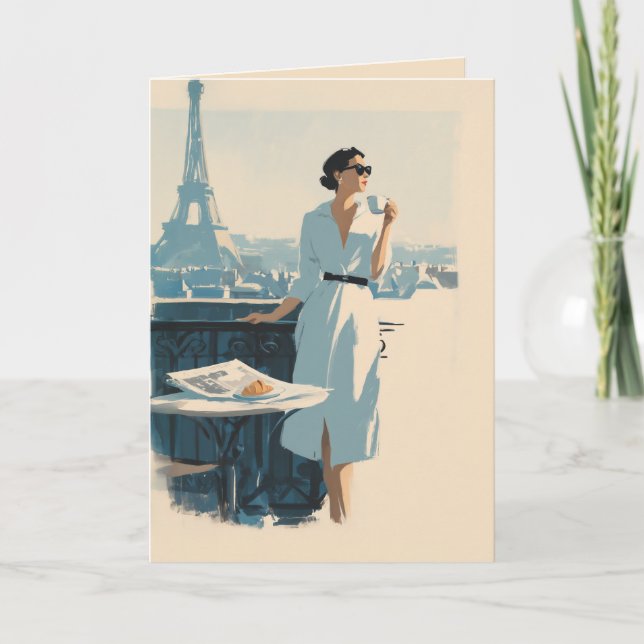 Paris morgonkaffe elegans kort (Framsida)
