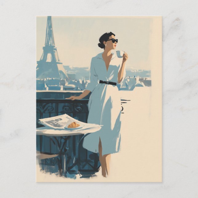 Paris Morgonkaffe Elegans Vykort (Framsida)