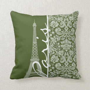 Paris, Mörk Moss Grönt Damask Kudde