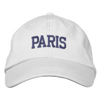 PARIS Mörkblå broderi på vit bakgrund