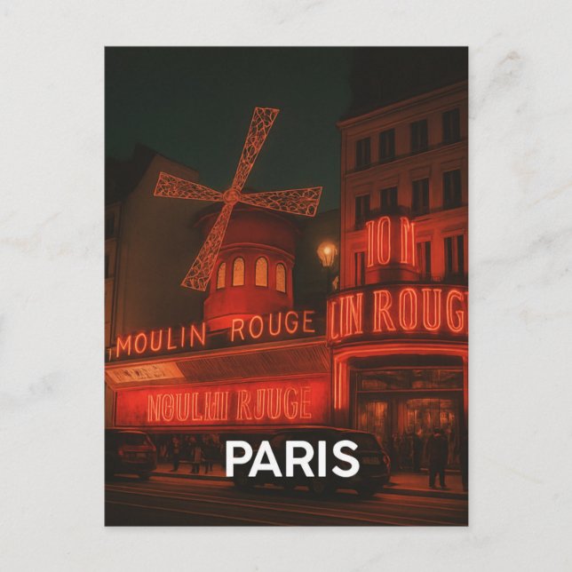 Paris Moulin Rouge Vykort (Framsida)