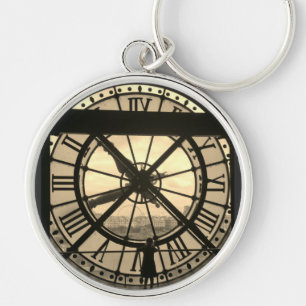 Paris museum D'Orsay Clock T-Shirt Rund Silverfärgad Nyckelring