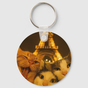 Paris Natt Katt Selfie Squad Älskare Nyckelring