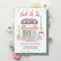 Paris Night Eiffel Bistro Rosa Grönt Sweet 16