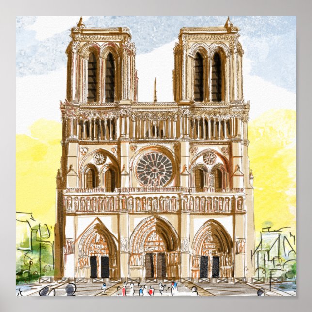 Paris Notre Dame Cathedral Poster (Framsidan)