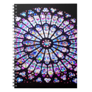 Paris Notre Dame nedfläckad glass - Ro-fönstret Anteckningsbok