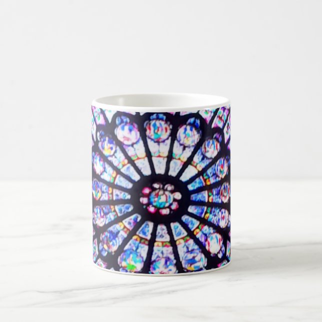 Paris Notre Dame nedfläckad glass - Ro-fönstret Kaffemugg (Center)
