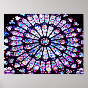 Paris Notre Dame nedfläckad glass - Ro-fönstret Poster
