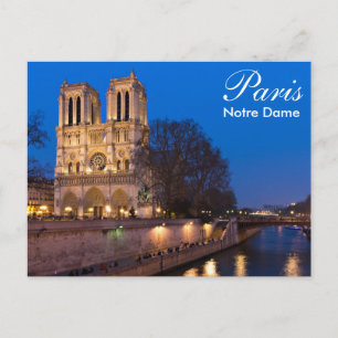Paris - Notre Dame på nattvykort Vykort