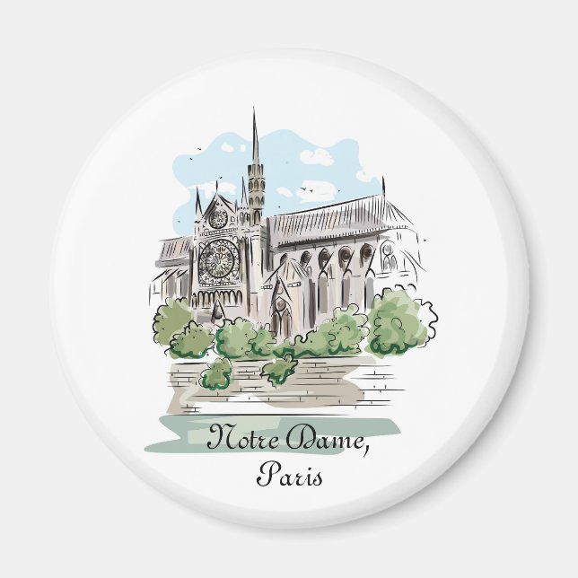 Paris Notre Dame Sketch Design Magnet (Framsidan)