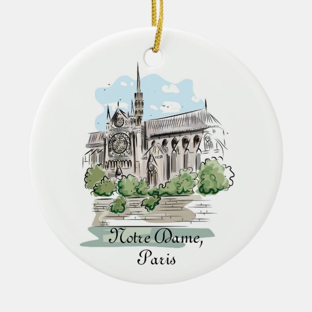 Paris Notre Dame Sketch Design Ornament (Framsidan)