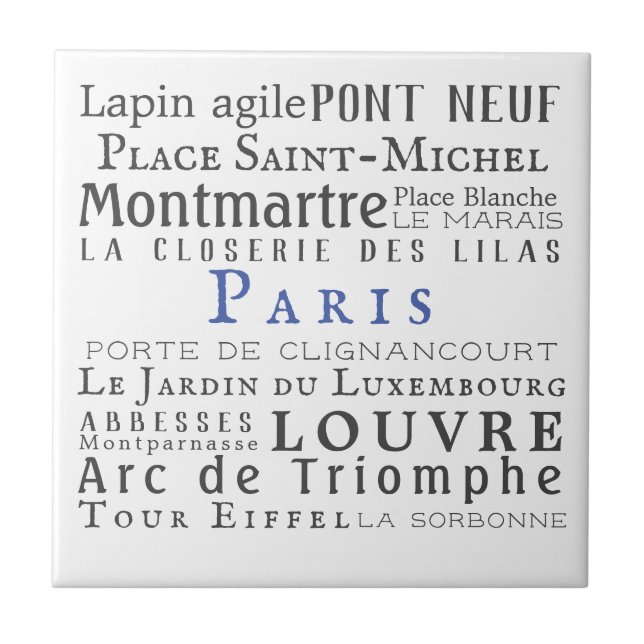 Paris och dess landmärken kakelplatta (Framsidan)