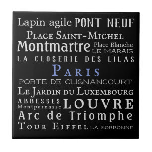 Paris och dess landmärken kakelplatta