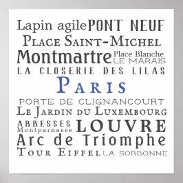 Paris och dess landmärken poster
