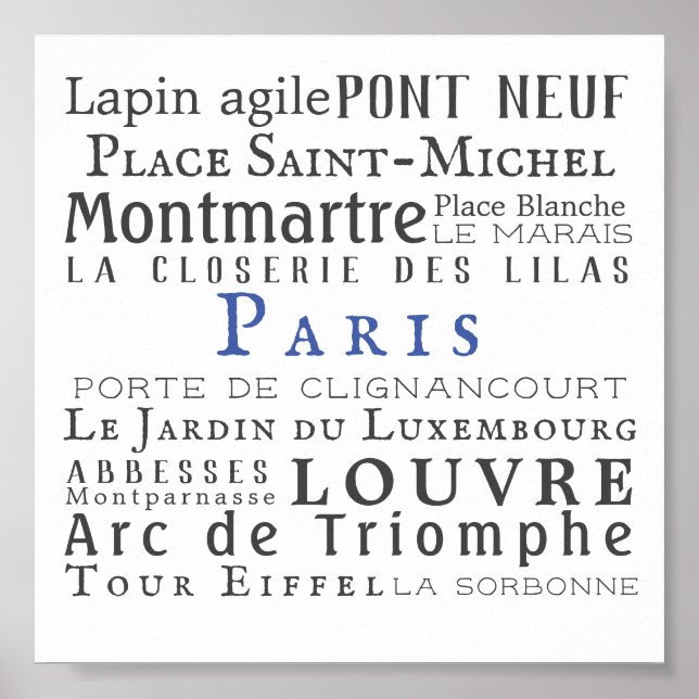 Paris och dess landmärken poster (Framsidan)