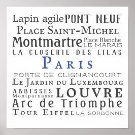 Paris och dess landmärken poster
