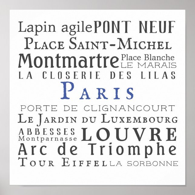 Paris och dess landmärken poster (Framsidan)