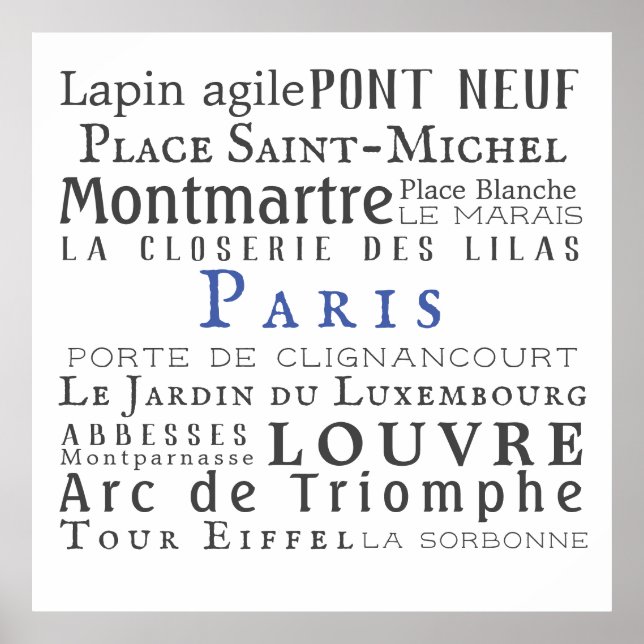 Paris och dess landmärken poster (Framsidan)