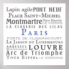 Paris och dess landmärken poster