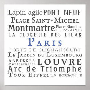 Paris och dess landmärken poster