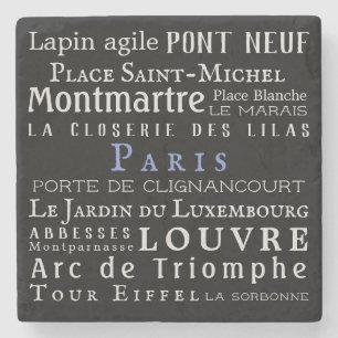 Paris och dess landmärken stenunderlägg
