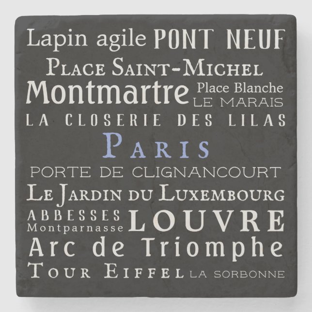 Paris och dess landmärken stenunderlägg (Framsidan)
