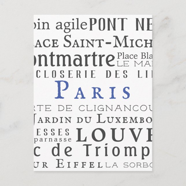 Paris och dess landmärken vykort (Framsida)