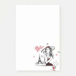 Paris och kaffe, rött post-it block