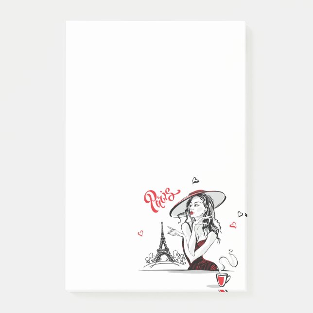 Paris och kaffe, rött post-it block (Framsida)