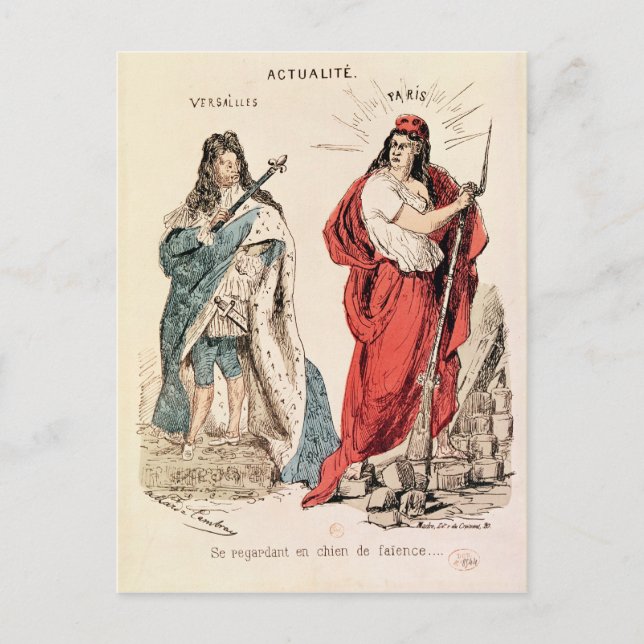 Paris och Versailles Glaring at varandra, 1871 Vykort (Framsida)