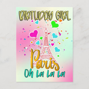 Paris Oh Lala Birthday Girl Eiffel Torn Matching Vykort