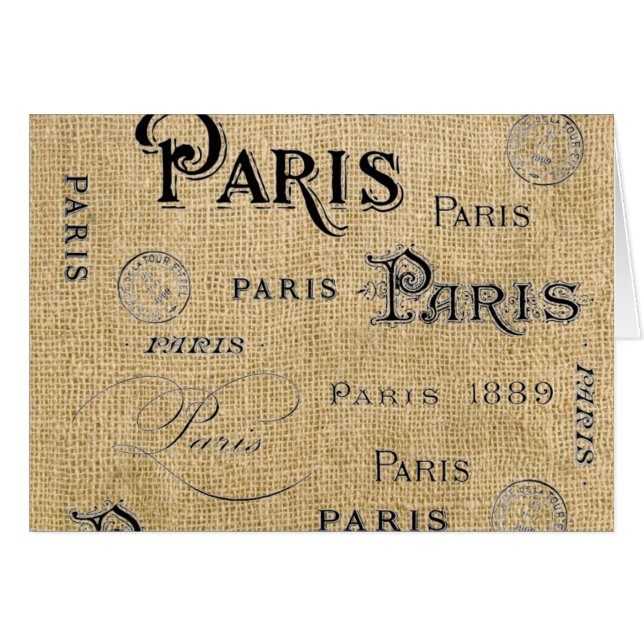 Paris om Burlap Hälsningskort (Framsidan Horizontal)
