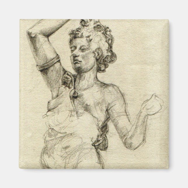 Paris Opera Sculpture Sketch Magnet - 2 tum x 2 tu (Framsidan)