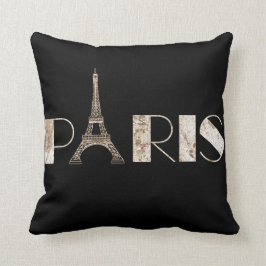 Paris ordkonst från karta för vintage 1889 kudde