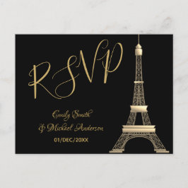 PARIS OSA Black Guld - Elegant Chic Trending Inbjudan Vykort