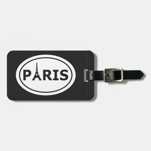 Paris - Oval Logo Bagageetikett Bagagebricka (Horisontell Framsida)