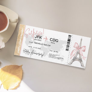 Paris Överraskning årsdag Boarding Pass Biljett Inbjudningar