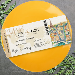 Paris överraskningsjubileumsboardingpass Biljett Inbjudningar