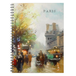 Paris på en Rainy Day. Vattenfärg. Gaffelantecknin Anteckningsbok Med Spiral