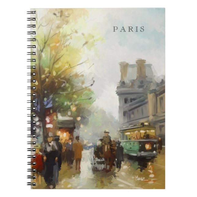 Paris på en Rainy Day. Vattenfärg. Gaffelantecknin Anteckningsbok Med Spiral (Framsidan)