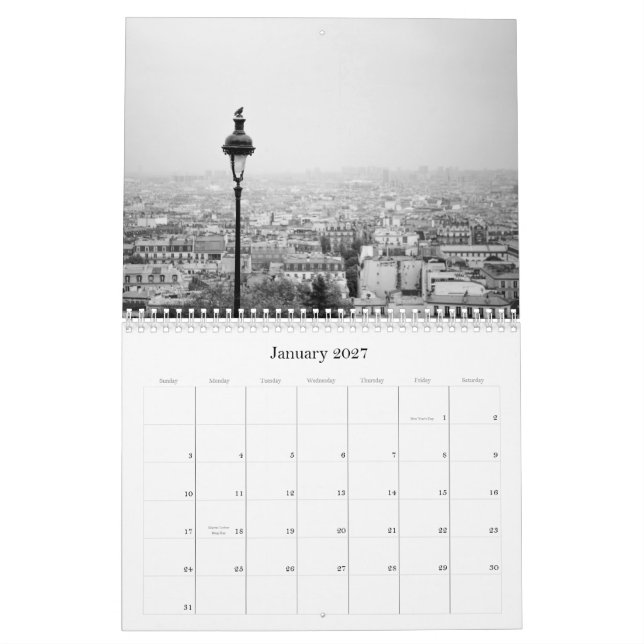 Paris på gåkalendern kalender (Jan 2027)