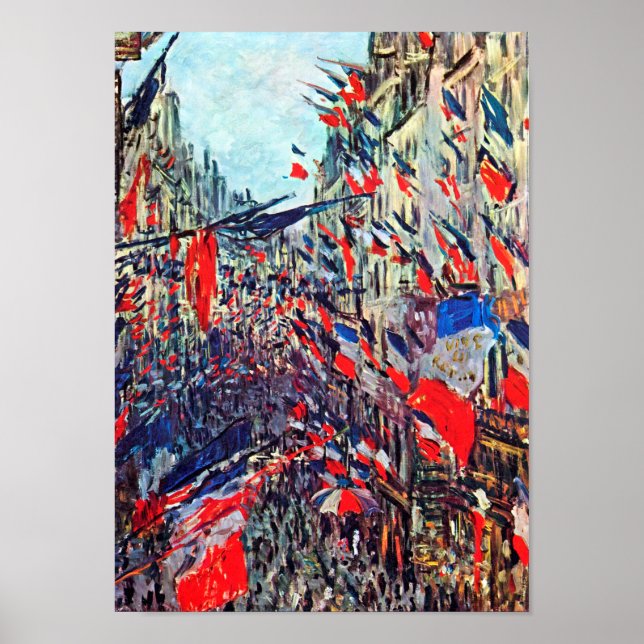 Paris på nationaldagen, Claude Monet Poster (Framsidan)