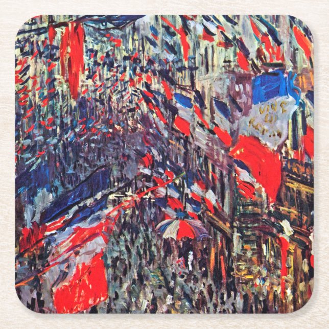 Paris på nationaldagen, Claude Monet Underlägg Papper Kvadrat (Framsidan)
