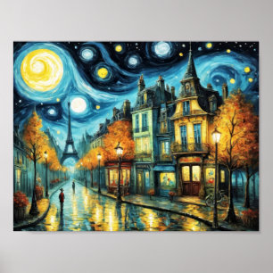 Paris på natten i Van Gogh stil Poster